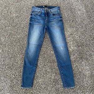 Kut from the Kloth Connie Mid Rise Skinny Leg Destructed Hem Jeans